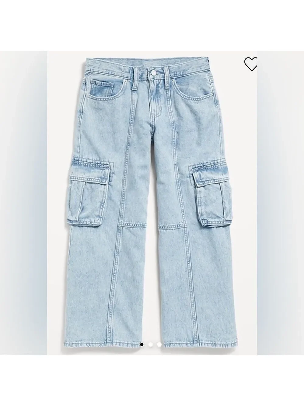 Old Navy Girls’ High-Waisted Super Baggy Wide-Leg Cargo Light Wash Jeans 18 NWOT